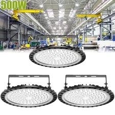 3 Pack 500W UFO LED High Bay Lights Ultra Thin LED Warehouse Lighting Shop Area