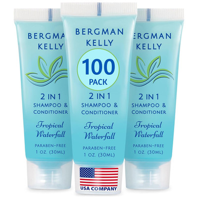 Bergman Kelly - Travel Size 2 in 1 Shampoo & Conditioner - 1 fl oz, 100 PK, Trop