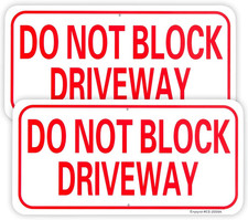 2-Pack Do Not Block Driveway Sign, 14"X 7" .04" Aluminum Reflective Sign Rust Fr
