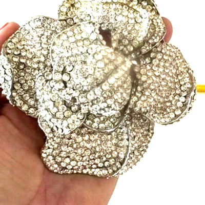 Luxury Large Rhinestone Flower Brooch | Glamorous Sparkling Statement Pin
