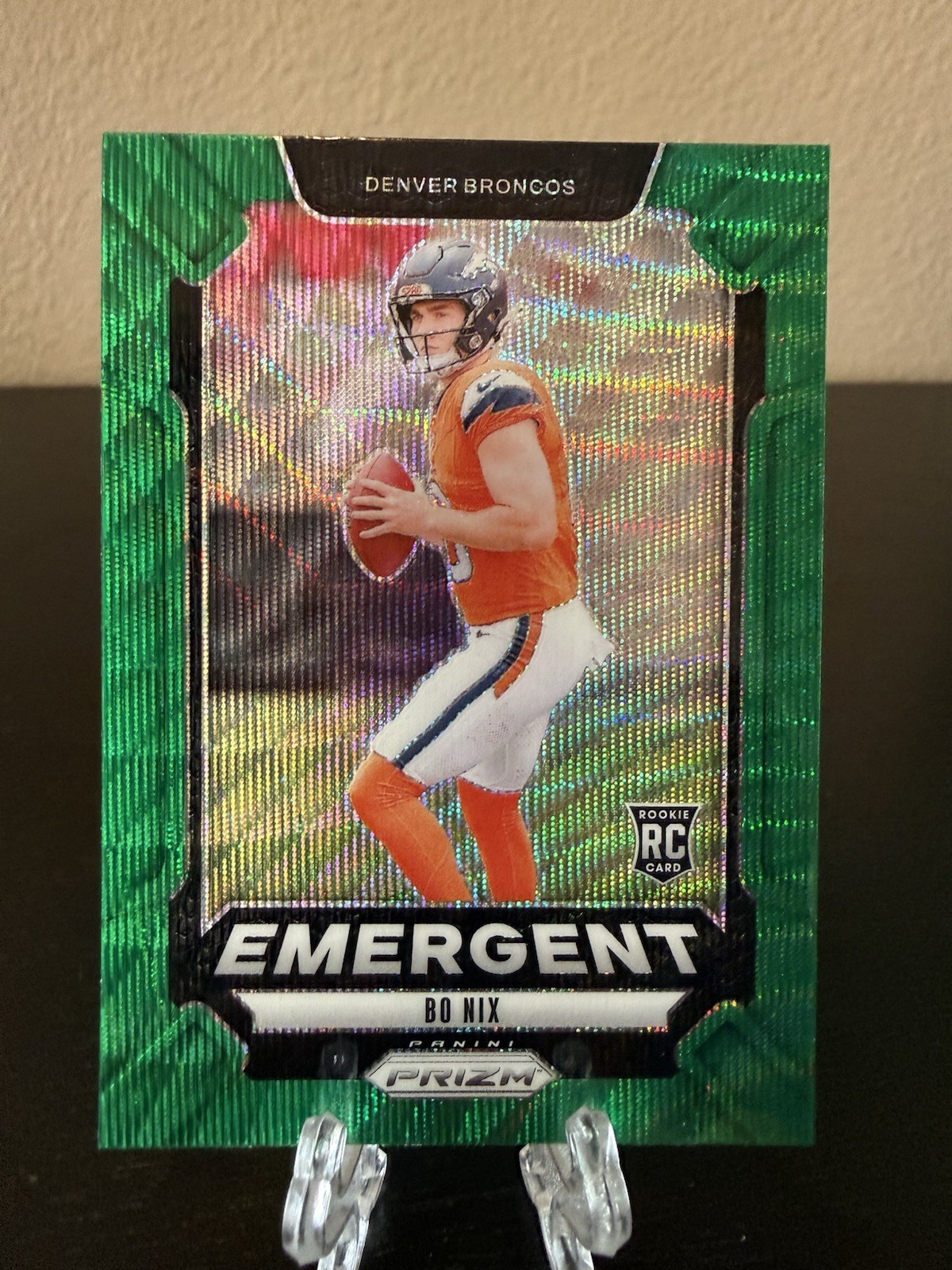 2024 Panini Prizm - Emergent Bo Nix #3 Green Wave Prizm (RC)