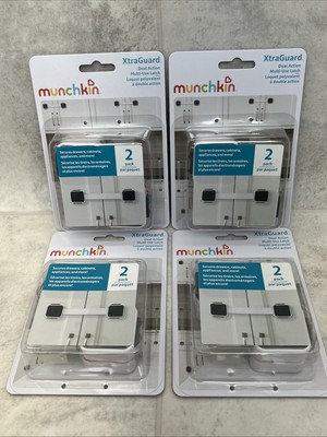 4 Packs of 2!  Munchkin Xtraguard Dual Action Multi Use Latches- 8 Total Latches