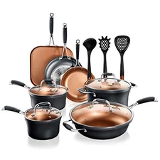 NutriChef 14-Piece Non-Stick Pots & Pans Set - Multi-Sized Cooking Pots W/Lids..