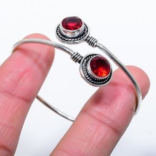 Red Garnet Gemstone Handmade 925 Sterling silver Adjustable Cuff Bracelet