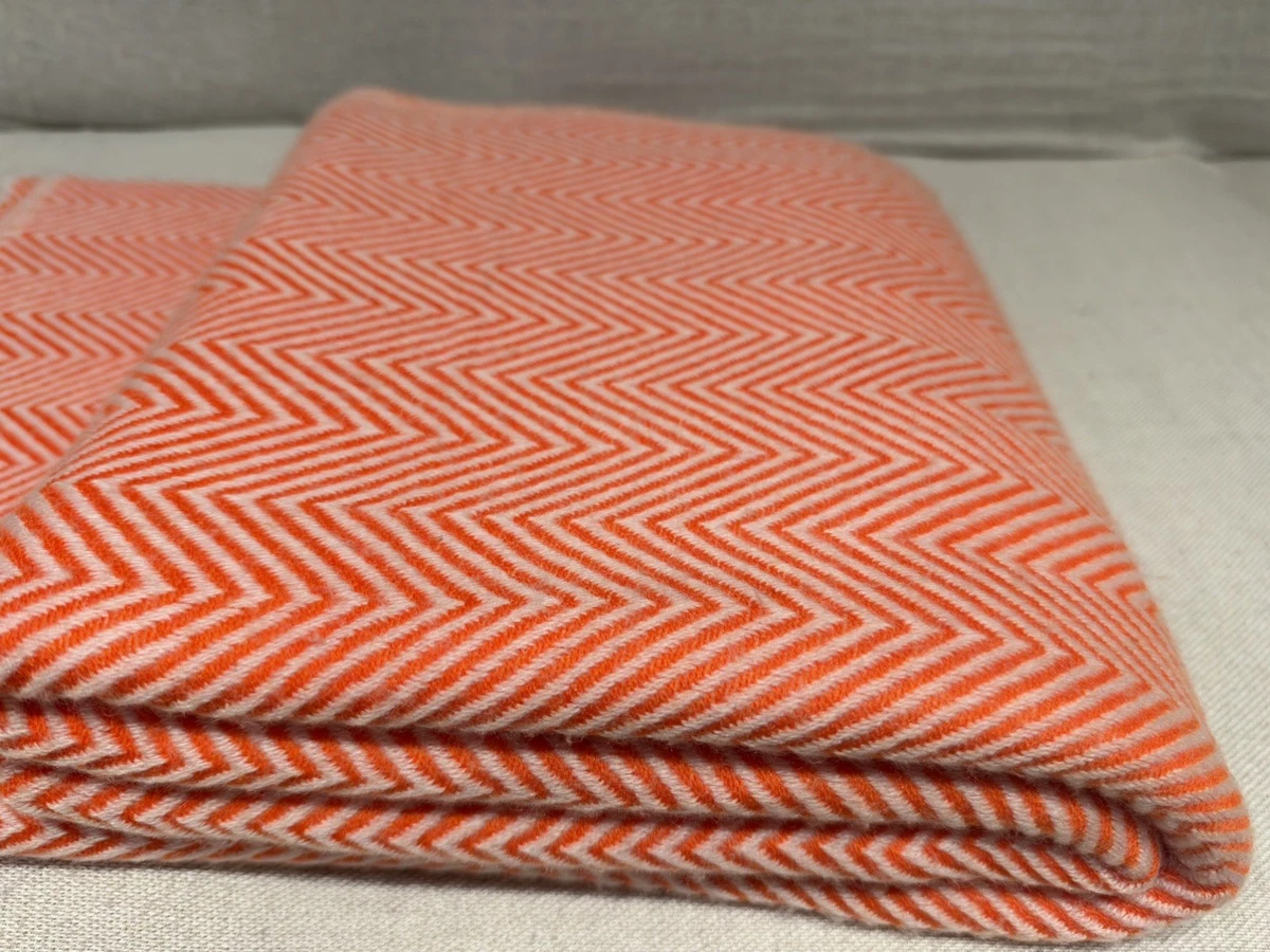 Orange & White Mix Exclusive Cashmere sofa blanket, Throw Handwoven in Nepal