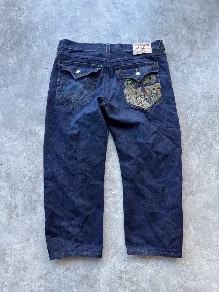 Pantalones de mezclilla True Religion Billy 40x30 bordados hechos en EE. UU. estilo Egipto gira mundial Foto 2 de 4