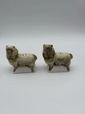 Park Designs Ceramic Salt and Pepper Shaker Christmas Barn Sheep