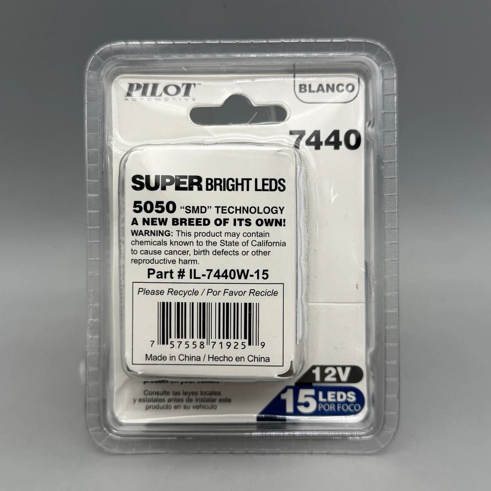 Pilot 7440 Bombilla de repuesto CAN Bus LED #IL-7440W-15 BLANCO - Juego de 2 Foto 2 de 3