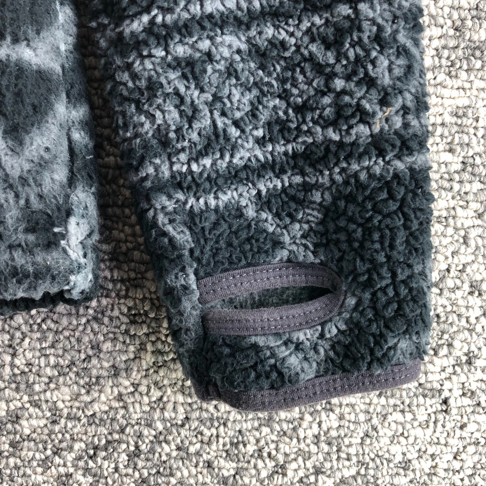 Chaqueta polar Billabong Azteca Sherpa con capucha negra gris para mujer talla L cremallera agujero para el pulgar Foto 4 de 4