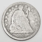 1858 P Seated Liberty HALF Dime *90% SILVER * *AG - ABOUT GOOD*  *FREE SHIPPING*