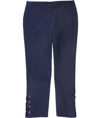 Alfani Womens Lace Up Straight Leg Casual Pants, Blue, 4 / 26L