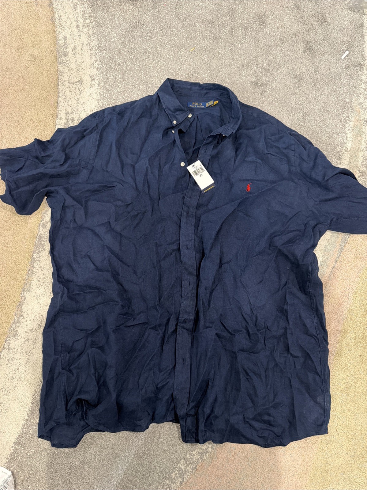 $145 Polo Ralph Lauren Men’s Big & Tall Linen Short Sleeve Shirt Navy Size 3XLT image 8