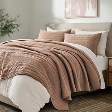 EverGrace Modern Lines Cotton Quilt Set King/Cal King 108"x92" 3PC New
