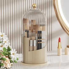 Toothbrush Storage Rack 360 Rotating Makeup Brush Holder Lid Transparent Box