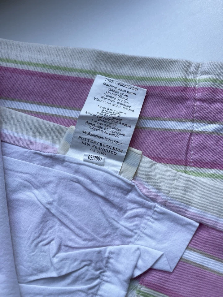 Pottery Barn Kids~Pink Stripe Lined Cotton Curtains~4 Panels~44 x 63 - Image 3 of 4