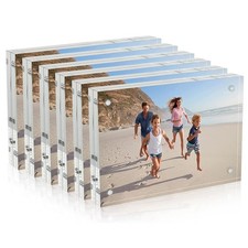 4x6 Acrylic Picture Frames 6 Pack, 20 Thicker Block, Clear Picture Frames Fr...