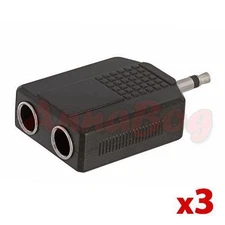 3Pcs 2x6.35mm Stereo Jack to 3.5mm 1/8" Mono Plug Adapter Audio Converter