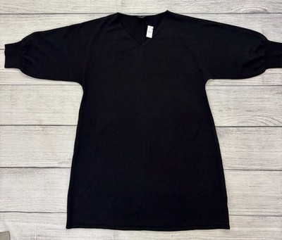 TALBOT'S NWT Womens XL Petite Black 100% Pure Merino Wool V-Neck Dolman Dress