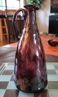 Vintage Hand Blown Purple Amethyst Swirled Glass Pitcher With Handle — photo 2