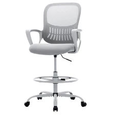 Tall Drafting Desk Chair - Ergonomic High Stool Computer with Adjustable Heig...