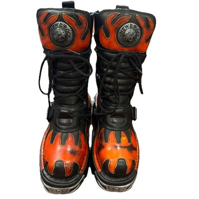 Lettys fnf New Rock 591 Reactor Red Flame Boots Leather Goth Punk