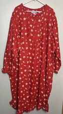 Only Necessities Nightgown 4X 34/36 Red Floral Ruffle Cottage Cotton, NWT