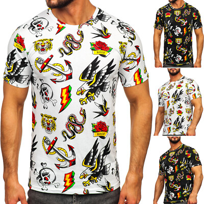T-Shirt Tee Kurzarm Rundhals Men Casual Sport Aufdruck Print Herren BOLF Classic