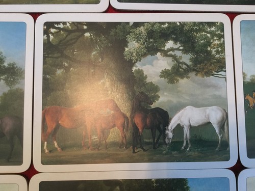 Juego de 8 manteles y colchonetas para servir ecuestres con espalda de fieltro incluido Fox Hunt - Imagen 6 de 10