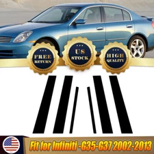 6Pcs Piano Black Door Pillar Cover Trim Posts For Infiniti G35 G37 2002-12 2013