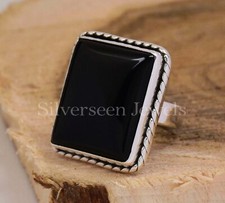 Natural Black Onyx Ring, 925 Sterling Silver Ring, Designer Ring, Gift For Her