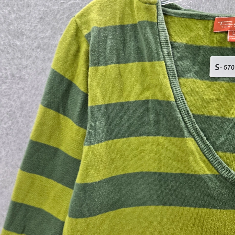 Tommy Bahama Women Sweatshirt Large Green Relax Striped Hoodie Pockets - Image 4 of 4
