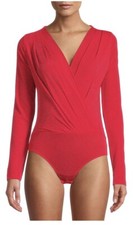 No Boundaries Juniors' Shine Bodysuit Red Sparkle Super soft V-neck Wrap front