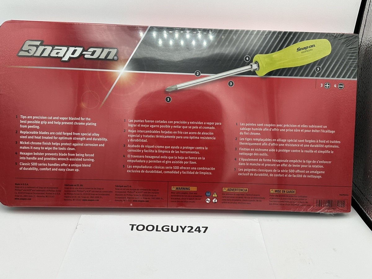 Snap-on Tools SDDX70A HV 7pc Hi-Viz Yellow Handle Combination