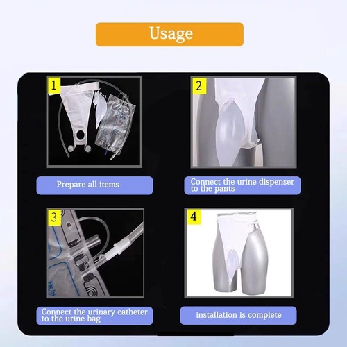2Pcs Men Elderly Male Reusable Urine Bag Urinal Pee Holder Collector Urinary - Picture 7 of 14