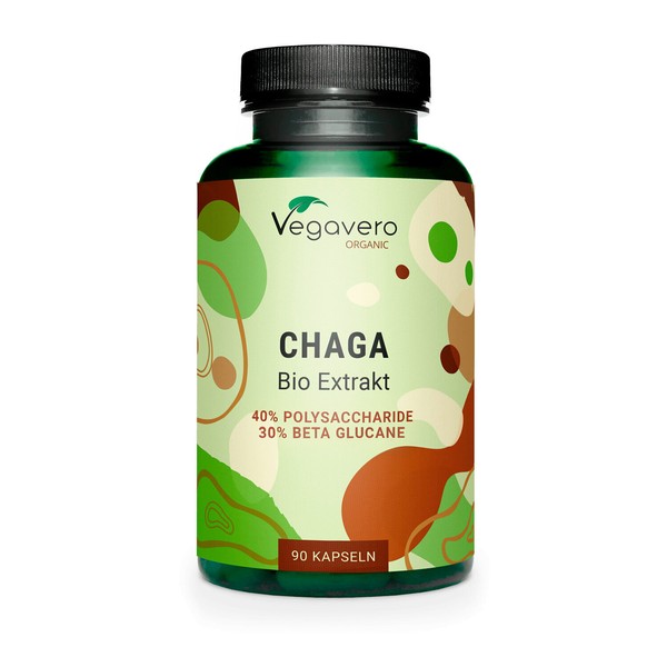 Vegavero Chaga Bio Extrakt | 40% Polysaccharide Und 30% Beta-Glucane | 90 Kapsel-image
