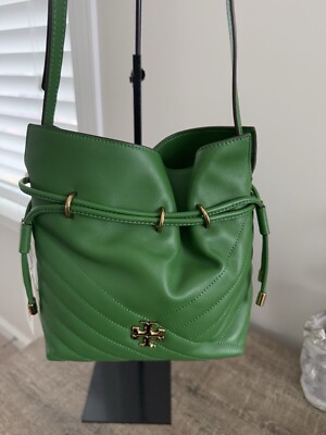 NWT Tory Burch Kira Chevron Mini Bucket Bag Green