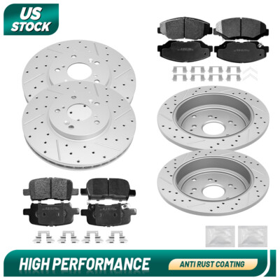 Front & Rear Drilled Brake Rotors + Ceramic Pads for Honda Pilot 2003 - 2008