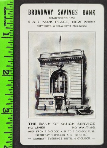 Vintage 1940 Broadway Savings Bank New York Pocket Calendar