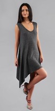 Sleeveless Charcoal Grey Asymmetrical Ribbed Dress S M L by Freeloader FD4734J