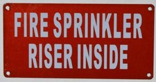 FIRE Sprinkler Riser Inside Sign Reflective   , RED,Rust Free 3x6 --REF24-1027