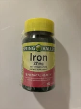Spring Valley Iron 27 Mg Prenatal Health Supplement 250 Tablets Exp 10/25
