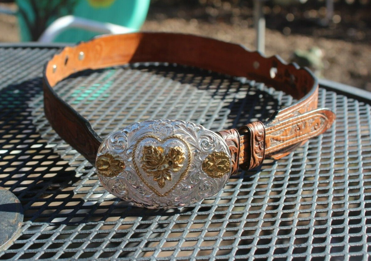 Vintage Gold-Plated Silver Woven Belt with Ornate Concho Buckle - Made in Greece Sold at Auction: Vintage Ralph Lauren Silver Plate & Leather  main image 3
