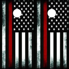 Cornhole Board Vinyl Wraps Thin Red Line Subdued Firefighter Flags 2 pack