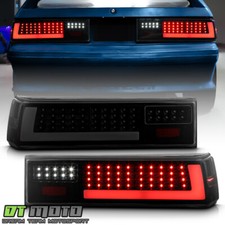 For 1987-1993 Ford Mustang Black Smoked Full Led Tail Lights Lamps W Led Tube