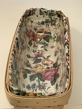 Vintage 1994 Longaberger Bread Basket Floral Liner, Protector, Signed & Numbered