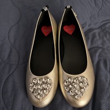Love Moschino Flats Gold Leather Loafers 36 Shoes Driving Moccasin