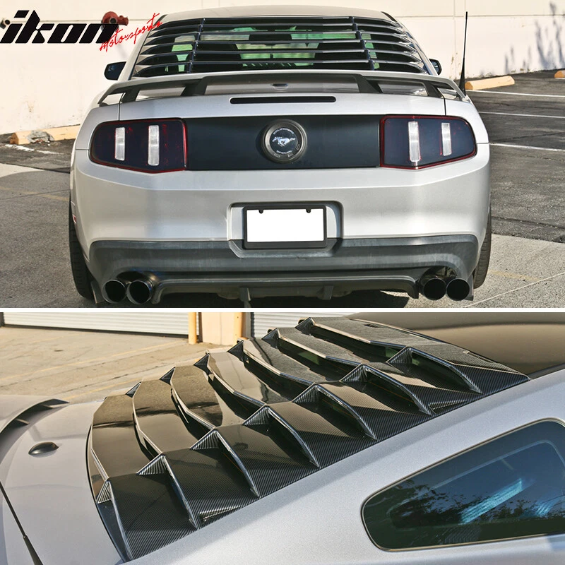 Fits 05-14 Ford Mustang Carbon Fiber Print Rear Window Louvers Vent IKON Style Foto 2 de 4