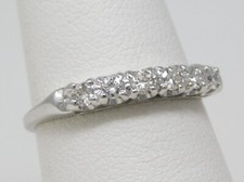14 kt White Gold 6 Stone Diamond Wedding Half Band Ring Size 6 1/4 B6273