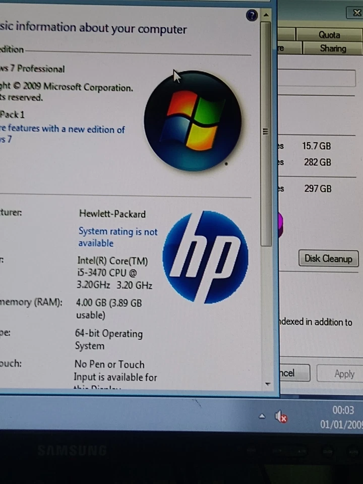 HP Pro 3400/3500 Mid Tower i5-3470 - 4GB RAM - 320GB HDD - Image 2 of 4