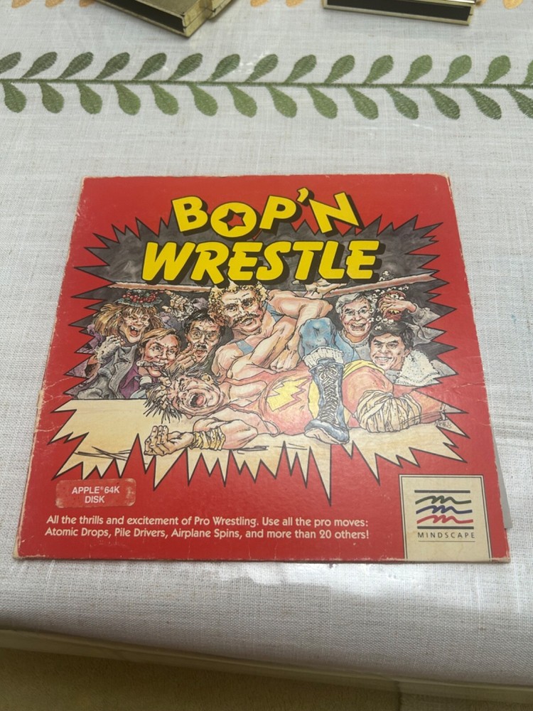 Bop' N Wrestle by Mindscape for Apple II Plus, Apple IIe, Apple IIc, Apple IIGS